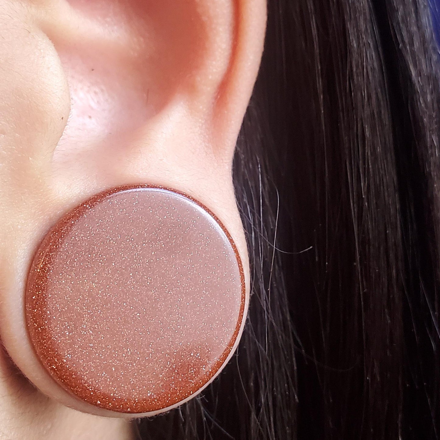 Gold Sand Stone Double Flare Plugs
