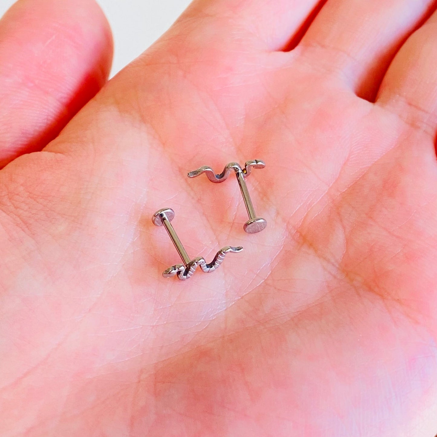 Steel Internally Threaded Tiny Snake Tragus Labret