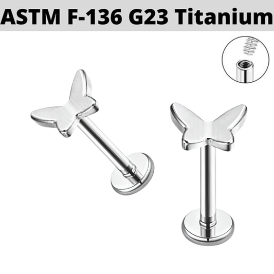 G23 Titanium Internally Threaded 3D Butterfly Labret