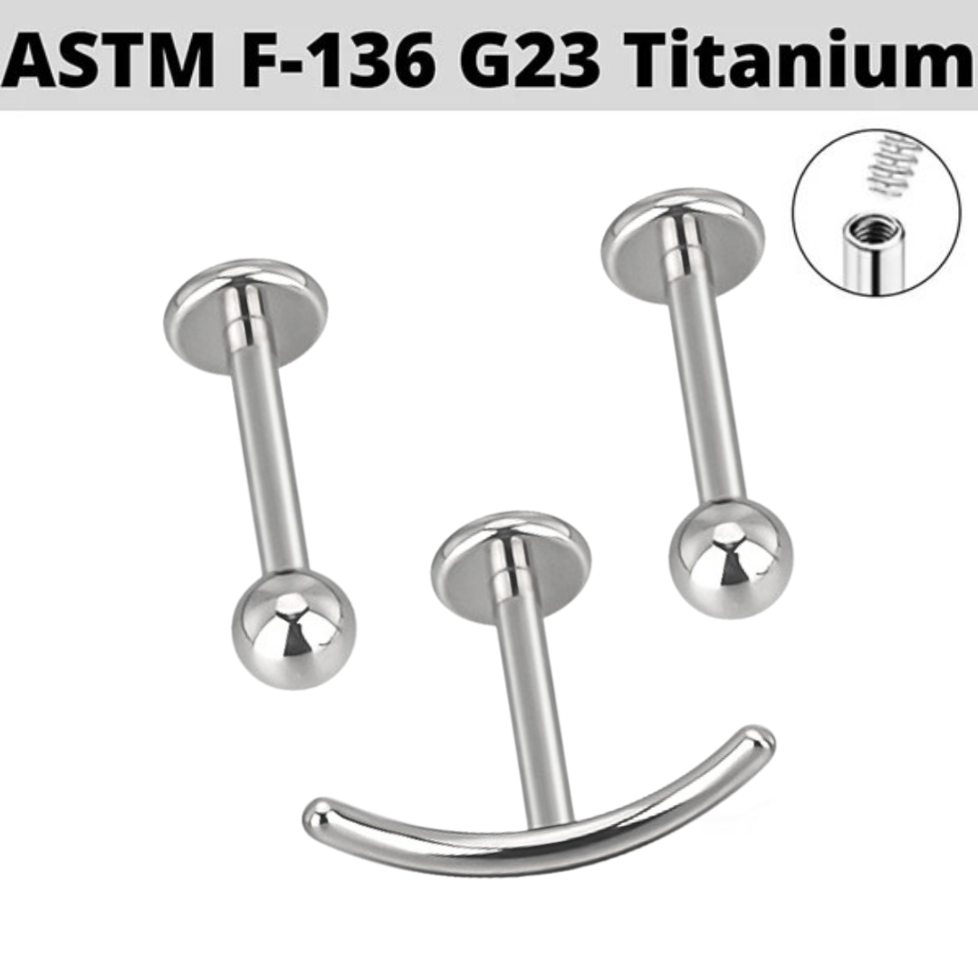 G23 Titanium Internally Threaded Smile Face Labret Set