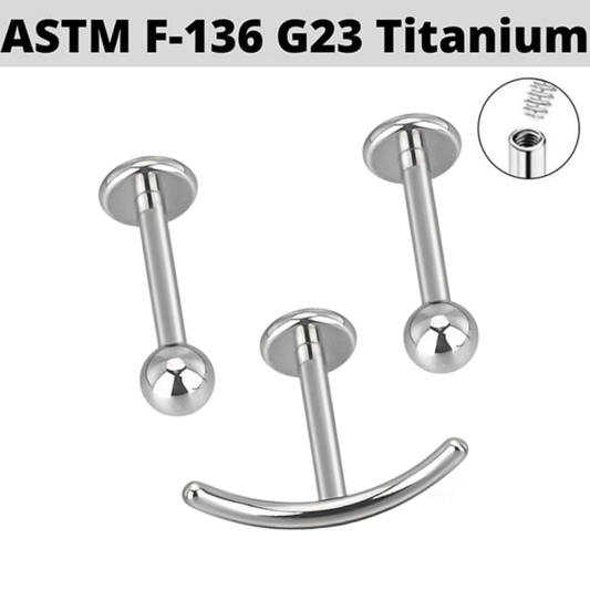G23 Titanium Internally Threaded Smile Face Labret Set