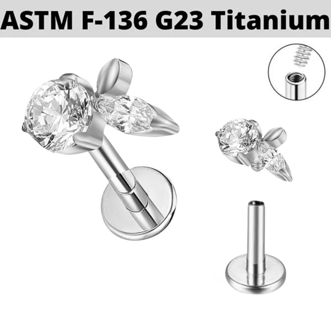 G23 Titanium Internally Threaded CZ Apple Labret