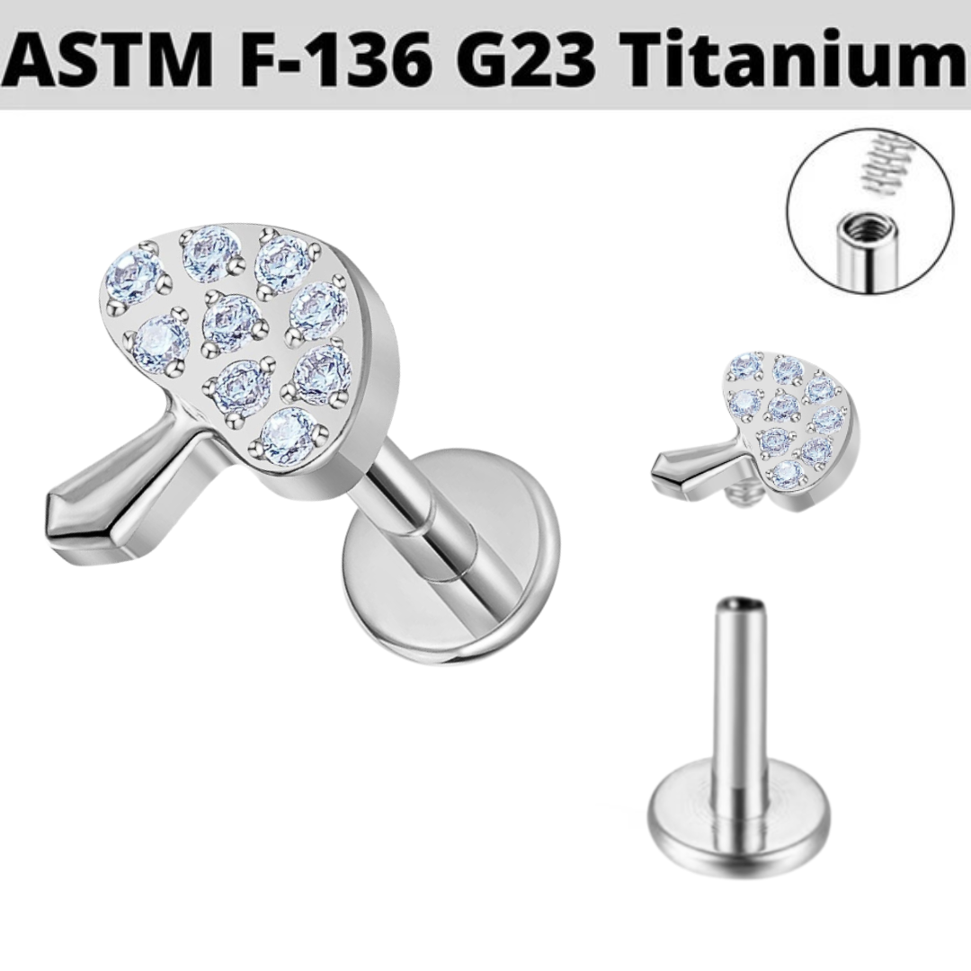 G23 Titanium Internally Threaded CZ Mushroom Labret