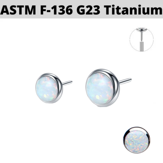 G23 Titanium Threadless Push In Flat Opal Top