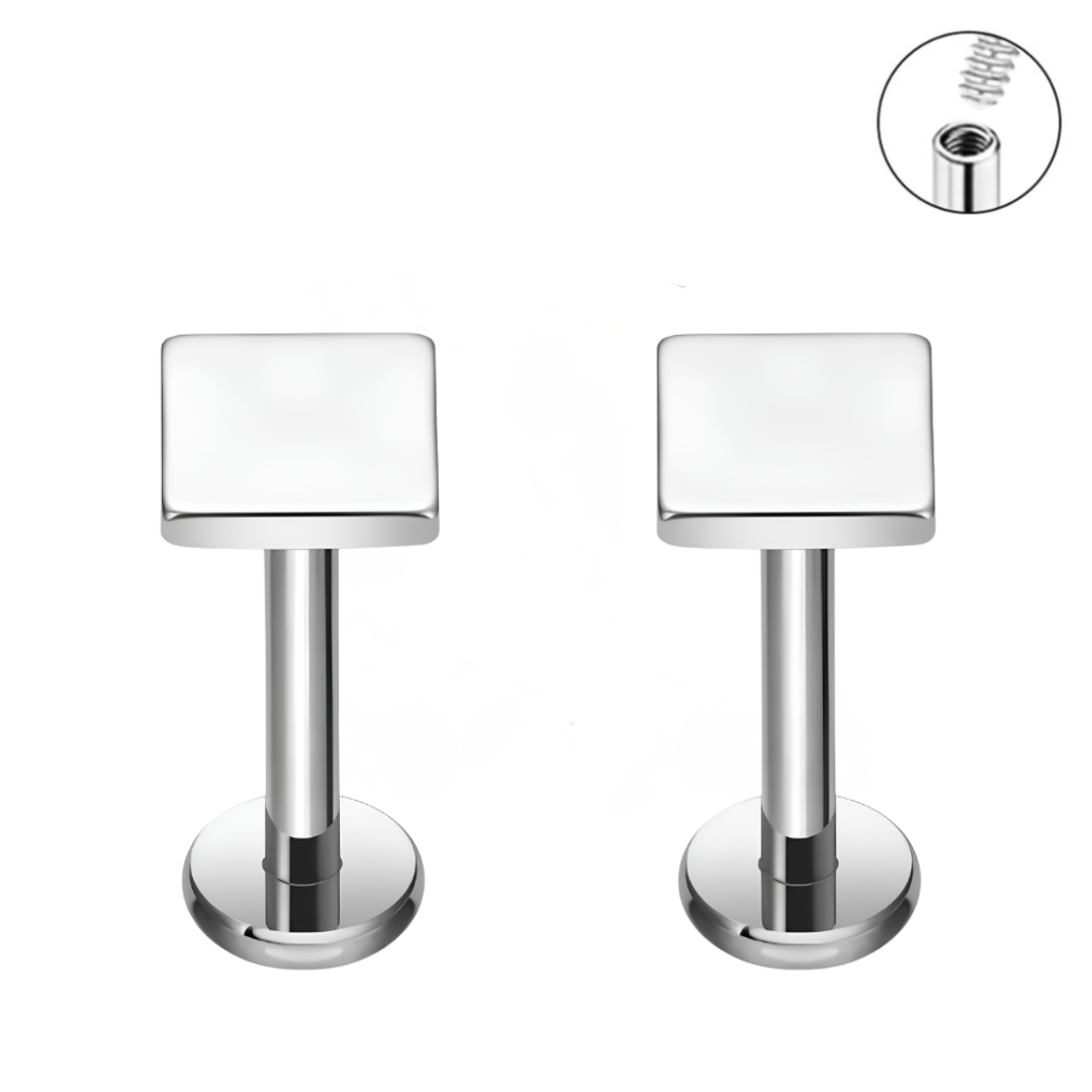16G Steel Square Internally Threaded Tragus Labret