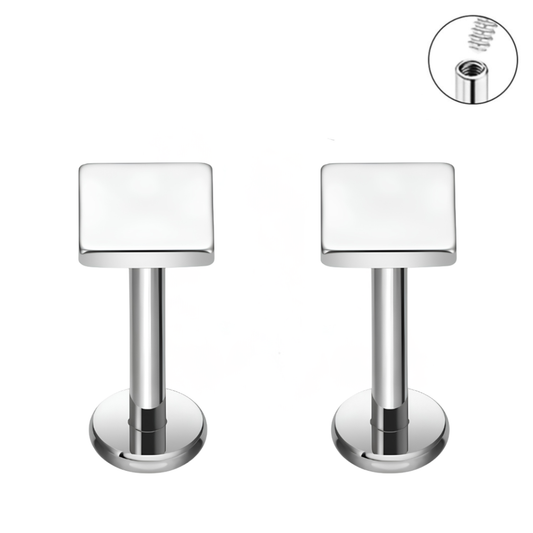16G Steel Square Internally Threaded Tragus Labret