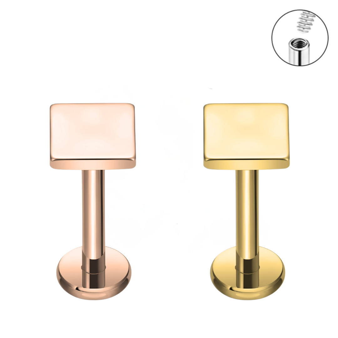 16G Square Internally Threaded Ion Plated Tragus Labret