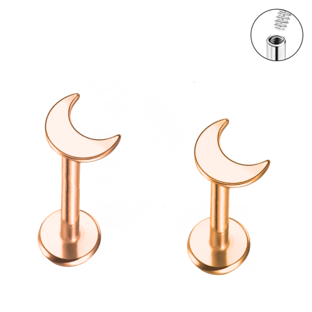 16G Moon Internally Threaded Ion Plated Tragus Labret