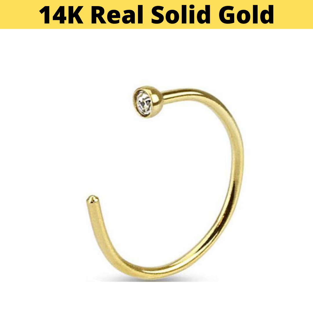 14K CZ Yellow Gold Open Hoop