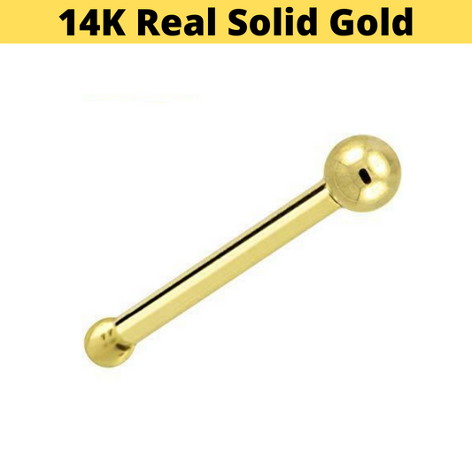 14K Gold Ball Top Nose Stud