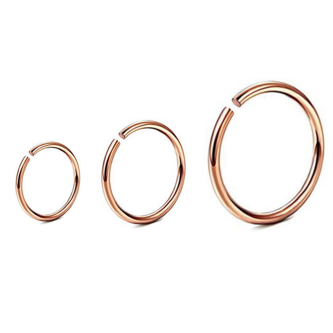 18G Rose Gold Ion Plated Clip on Hoop