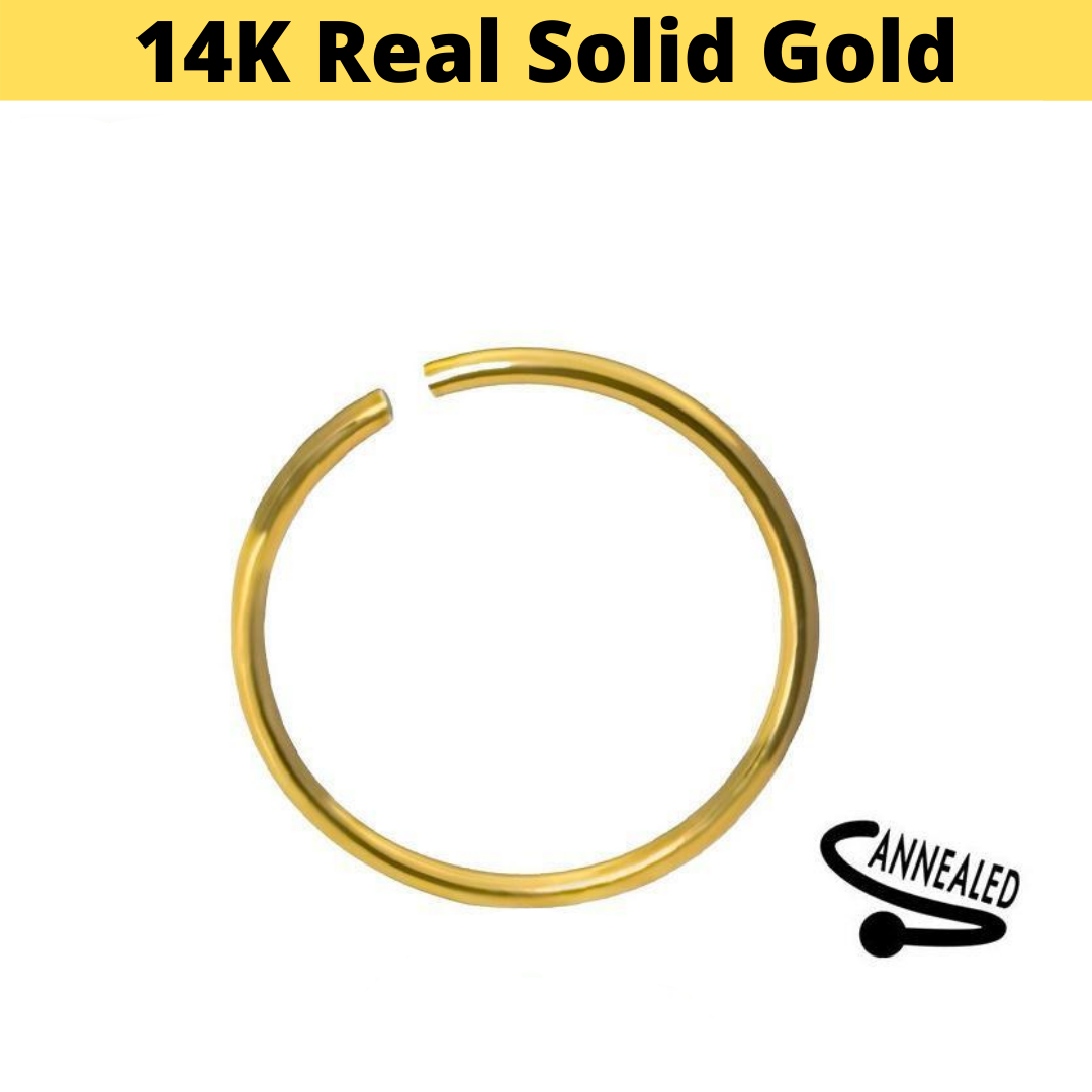 14K Yellow Gold Bendable Clip On Hoop