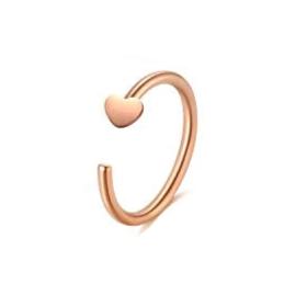 Rose Gold Steel Heart Clip On Ion Plated Nose Hoop