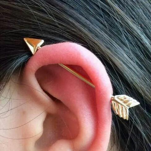 Gold Ion Plated Steel Arrow Industrial Barbell