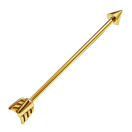 Gold Ion Plated Steel Arrow Industrial Barbell