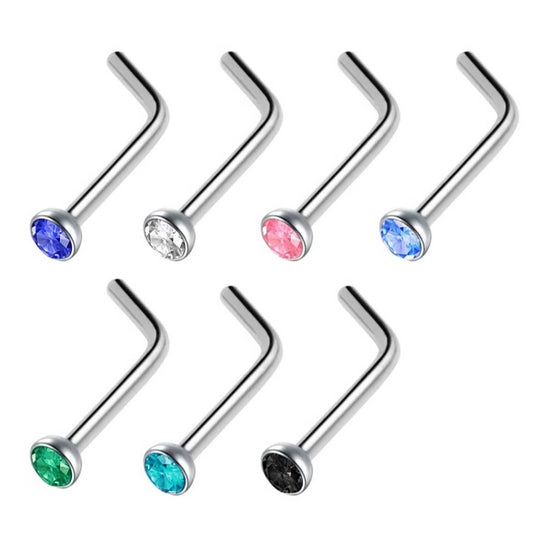 CZ Gem L Bend Nose Ring