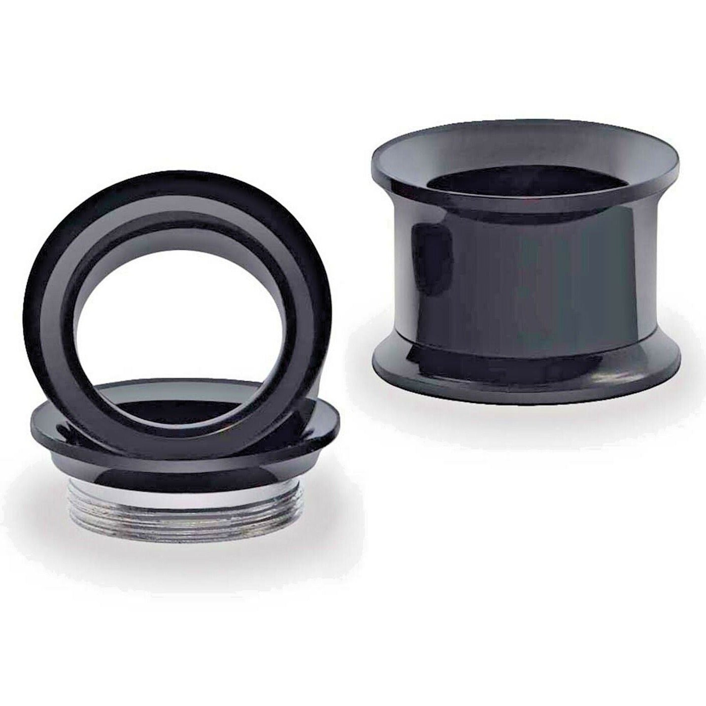 Giant Screw Fit Black Steel Ion Plated Double Flared Tunnel 5/8"to 1"