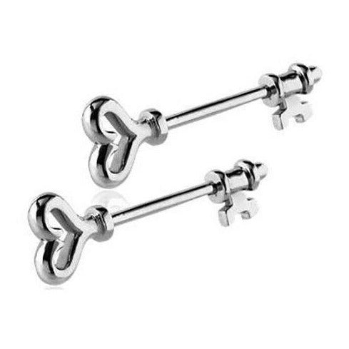 Steel Heart Key Nipple Barbell