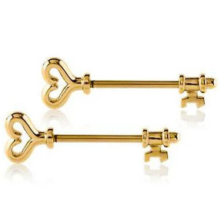 Golden Heart Key Nipple Barbell