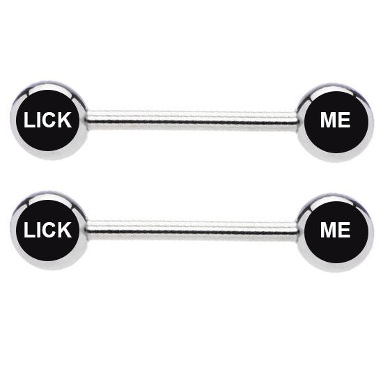 Lick Me 8mm Logo Bad Word Nipple Barbell