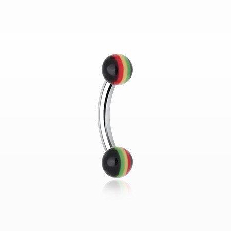 Jamaican Rasta Stripe Ball Curved Barbell