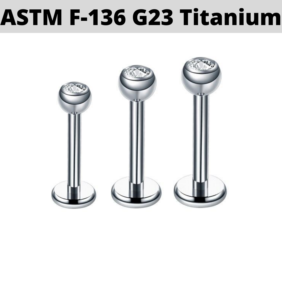 G23 Titanium 16G CZ Gem Labret