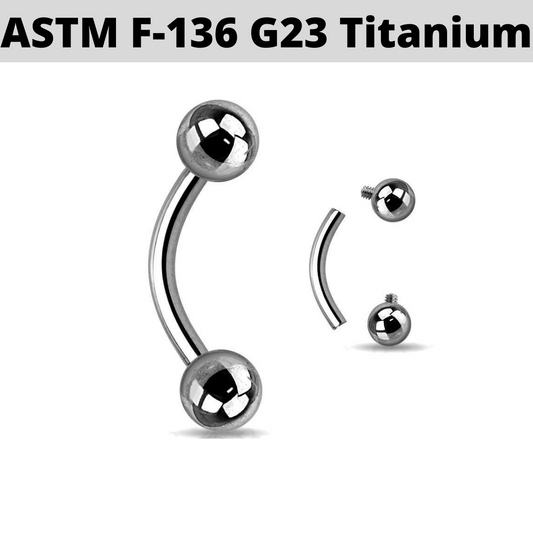 G23 Internally Threaded 16G Titanium Eyebrow Ring