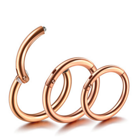 Rose Gold Ion Plated Hinged Segment Clicker Ring