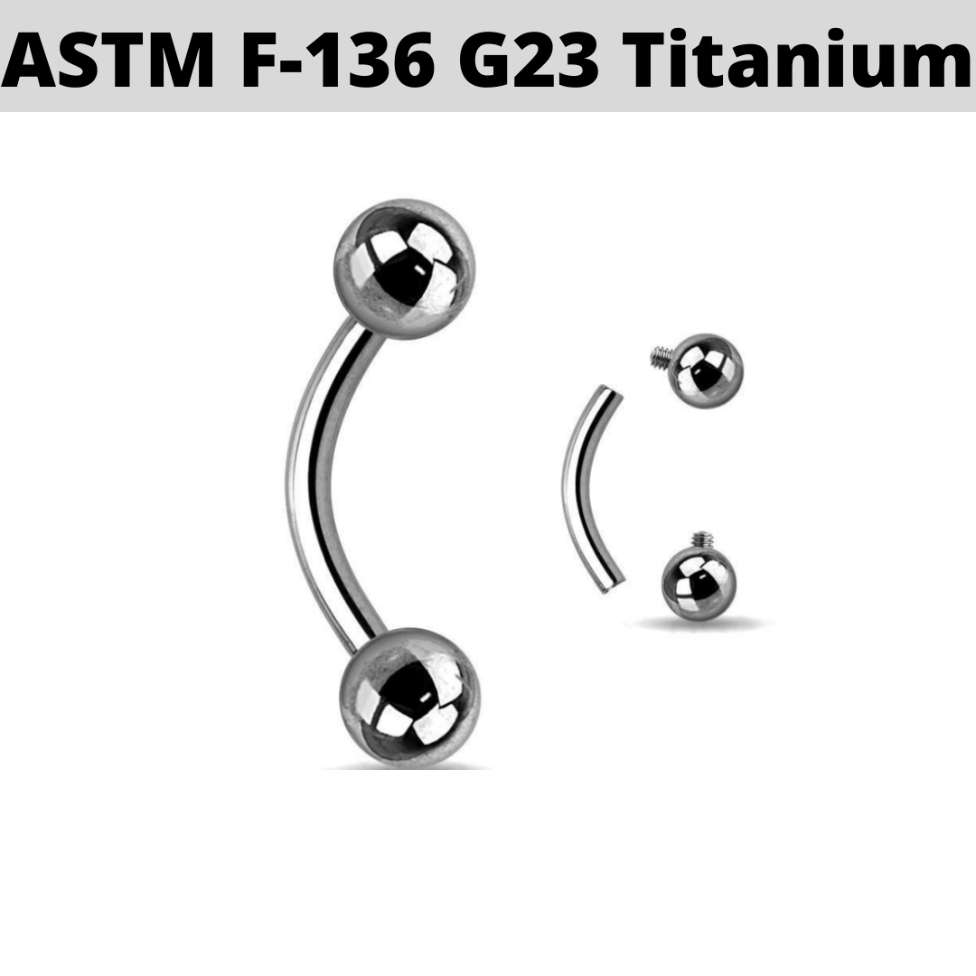 G23 Internally Threaded 14G Titanium Curved Barbell