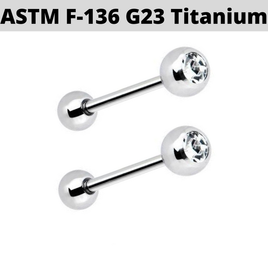 G23 Titanium 14G Single Gem Barbell
