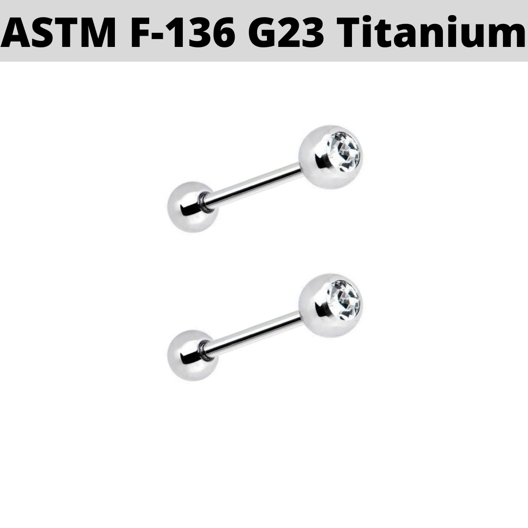 G23 Titanium 16G Single Gem Barbell