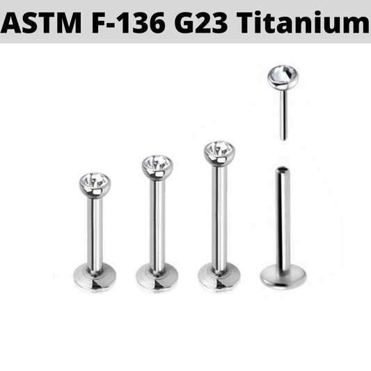 G23 Titanium Threadless Push Click Pin CZ Labret