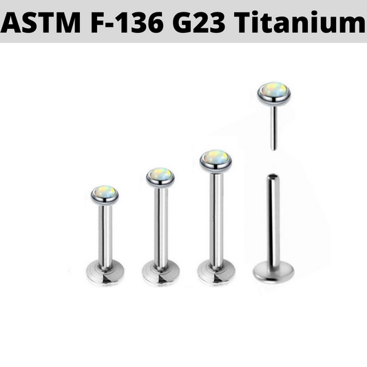 G23 Titanium Threadless Push In Flat White Opal Labret Tragus