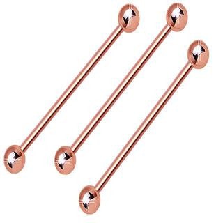14G Rose Gold Ion Plated Ball Industrial Barbell