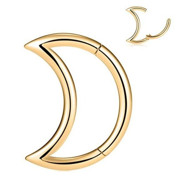 Gold Steel Crescent Moon Ion Plated Hinged Clicker