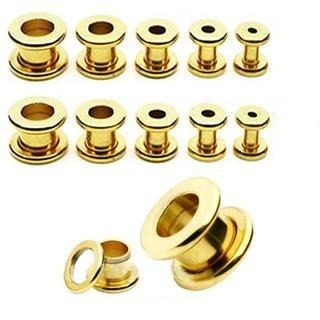 Steel Gold Ion Plated Screw On Flesh Tunnel