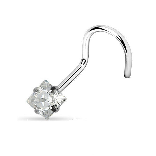 Prong Set Square CZ Steel Nose Screw