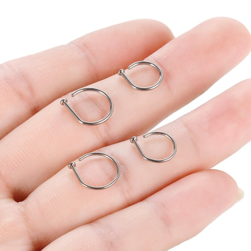 G23 Titanium D Shaped Flat Top Nose Hoop Ring