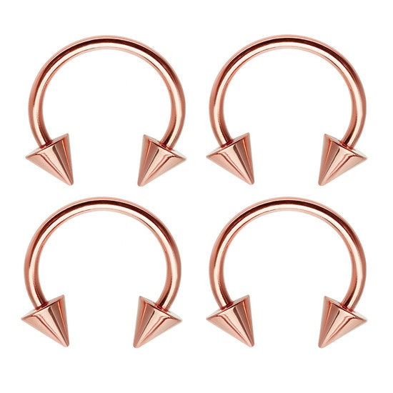 18G 16G Rose Gold Steel Ion Plated Spike Horseshoe
