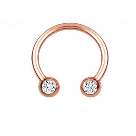 16G Rose Gold Ion Plated Front Facing Double CZ Horseshoe