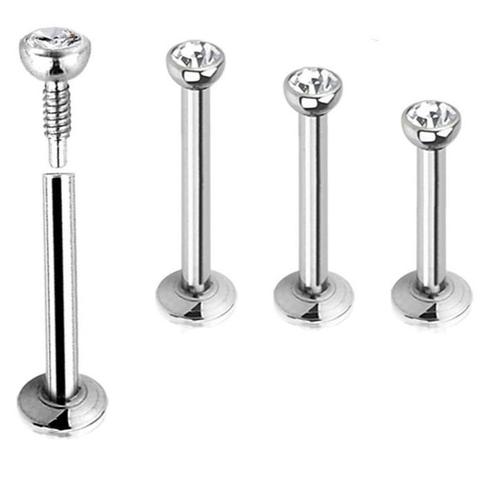 Internally Threaded Steel 2mm Flat CZ Labret