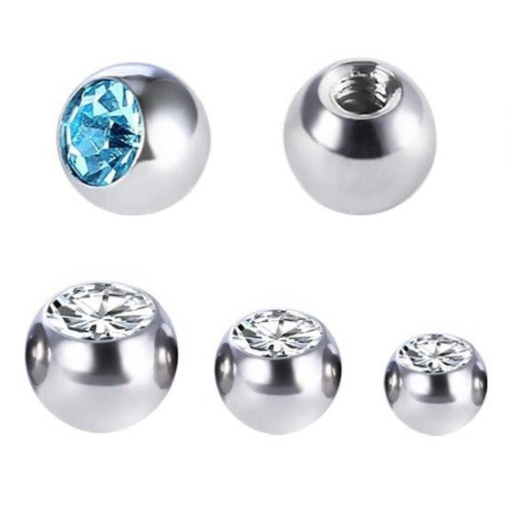 16G CZ Gem Externally Threaded Ball