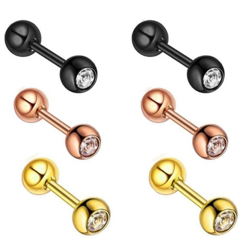 16G CZ Gem Ion Plated Helix Tragus Barbell