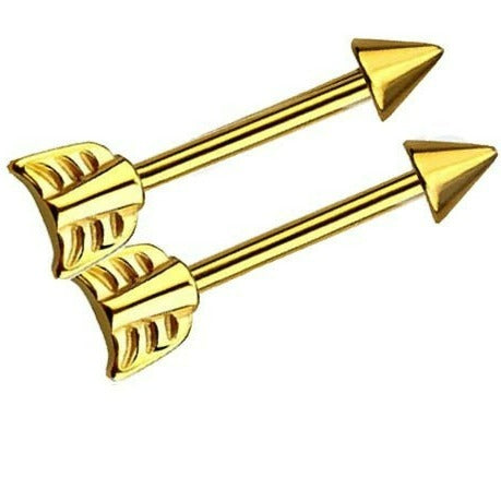 Gold Steel Arrow Nipple Ion Plated Barbell