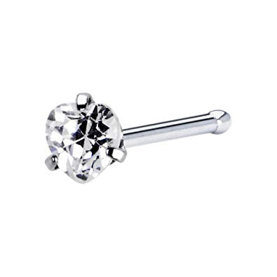 Prong Set Heart CZ Steel Nose Stud