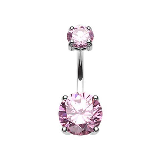 Prong Set Double CZ Belly Ring