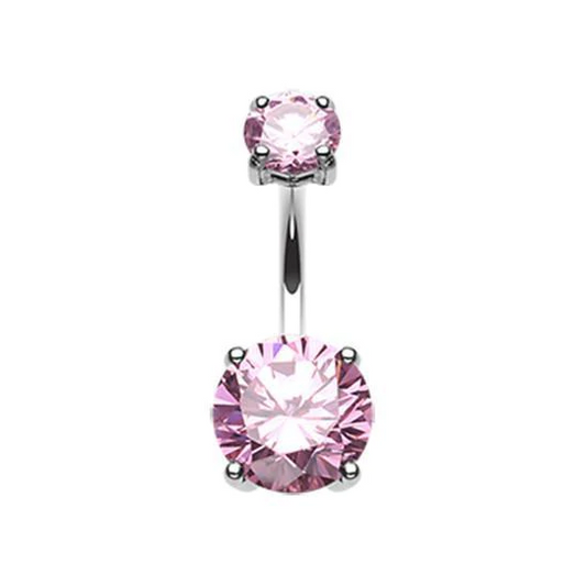 Prong Set Double CZ Belly Ring