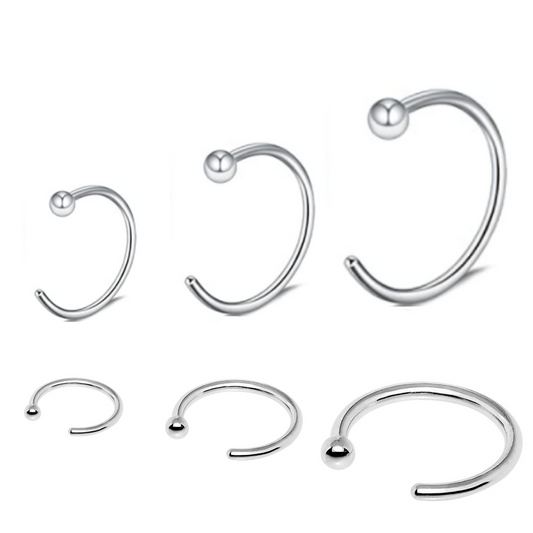 Steel Ball Nose Open Hoop Ring