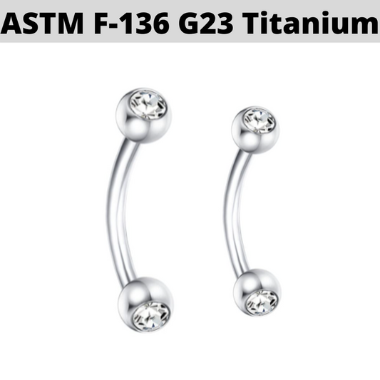 G23 Titanium Double Gem Eyebrow Ring
