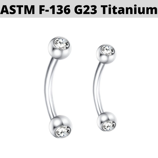 G23 Titanium Double Gem Curved Barbell
